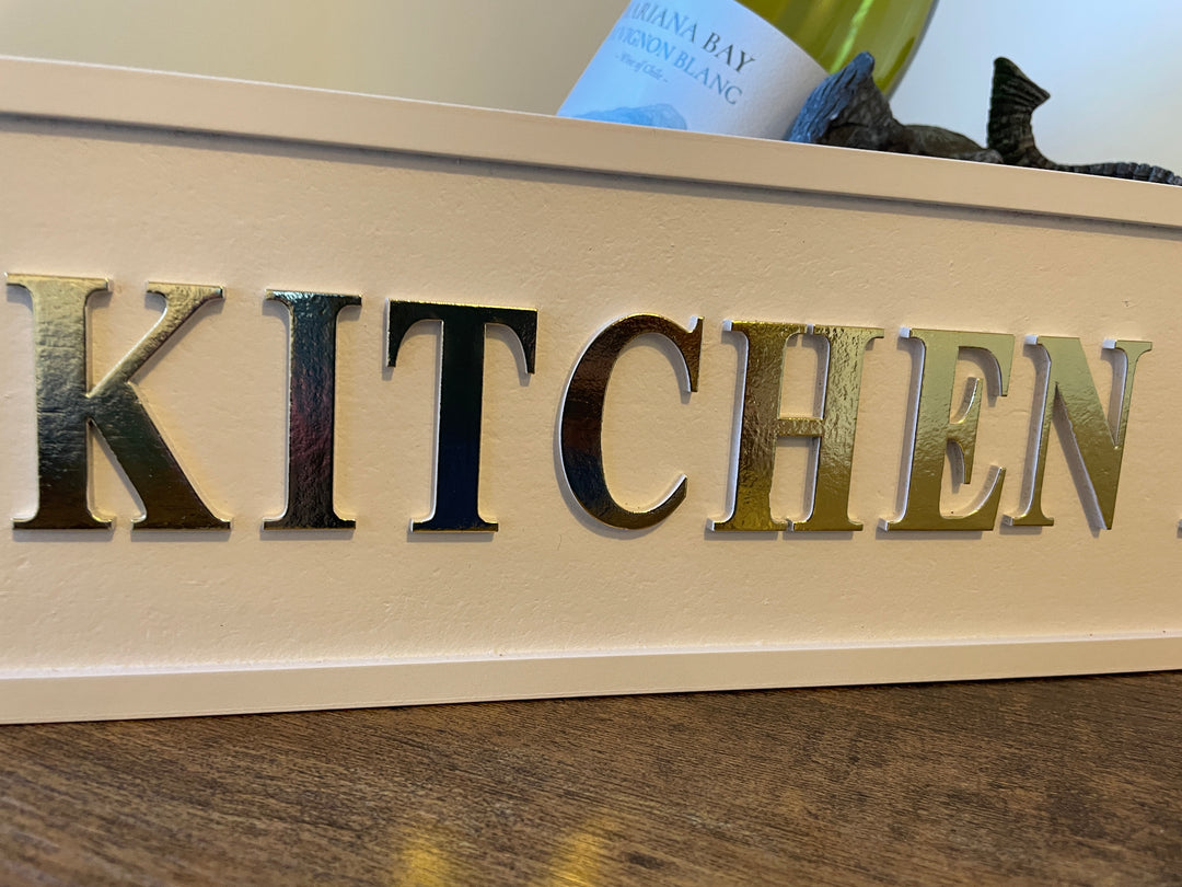 Kitchen Disco Wooden Sign white & gold 3D letters Plaque