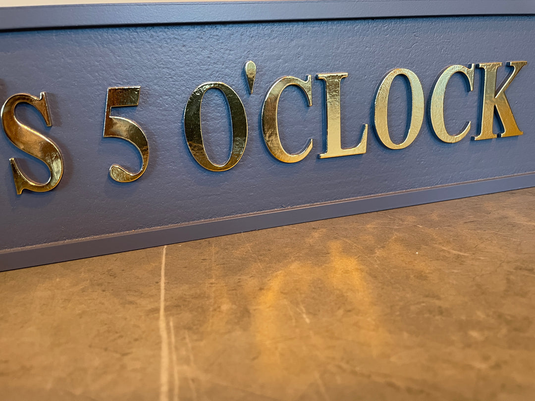 It’s 5 O’Clock Somewhere-Wooden plaque grey & gold home Decor