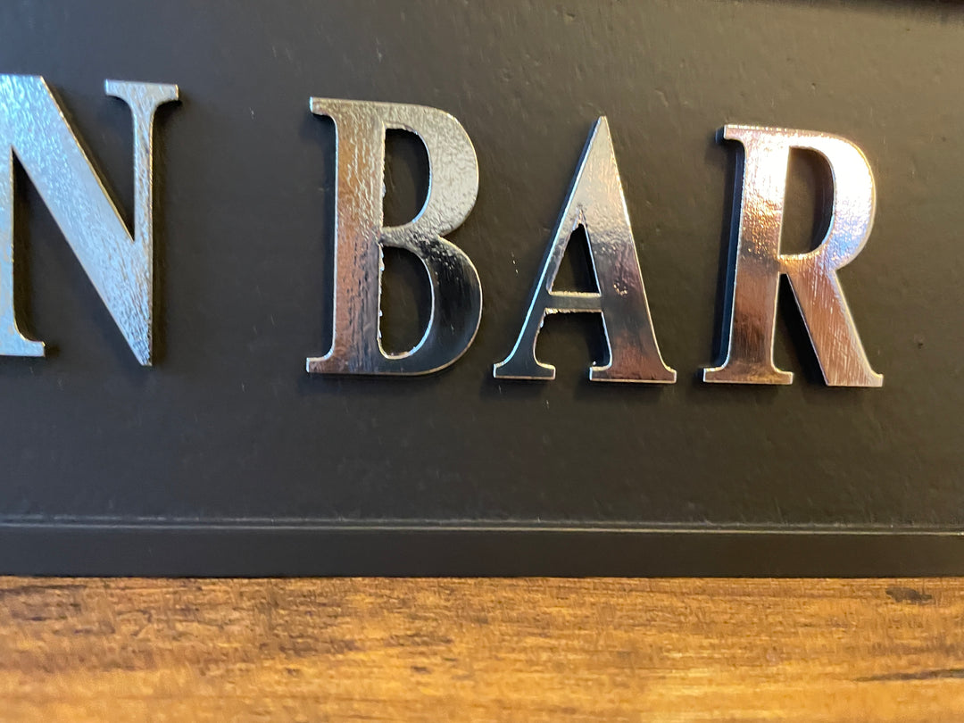 Garden Bar-Wooden Sign Plaque black & silver 3D letters