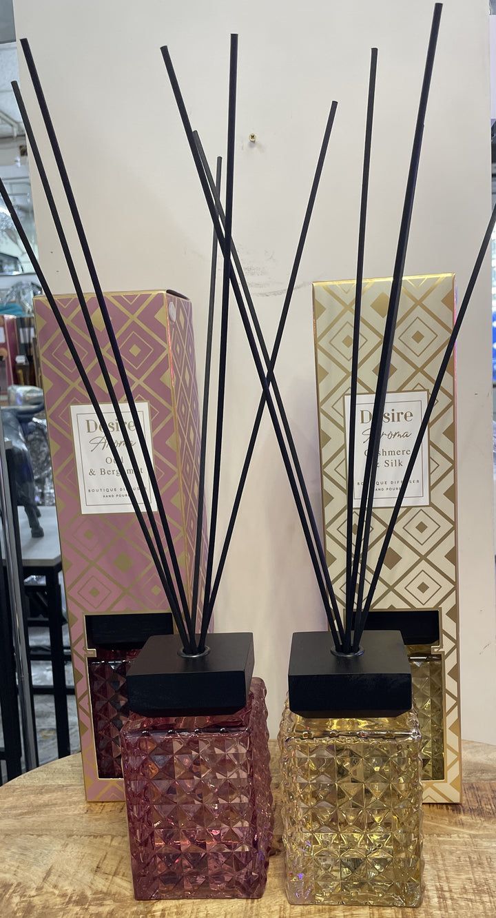 Reed Diffusers 1L Oud & Bergamot Luxury Crystal Glass Bottle Home Air Freshener