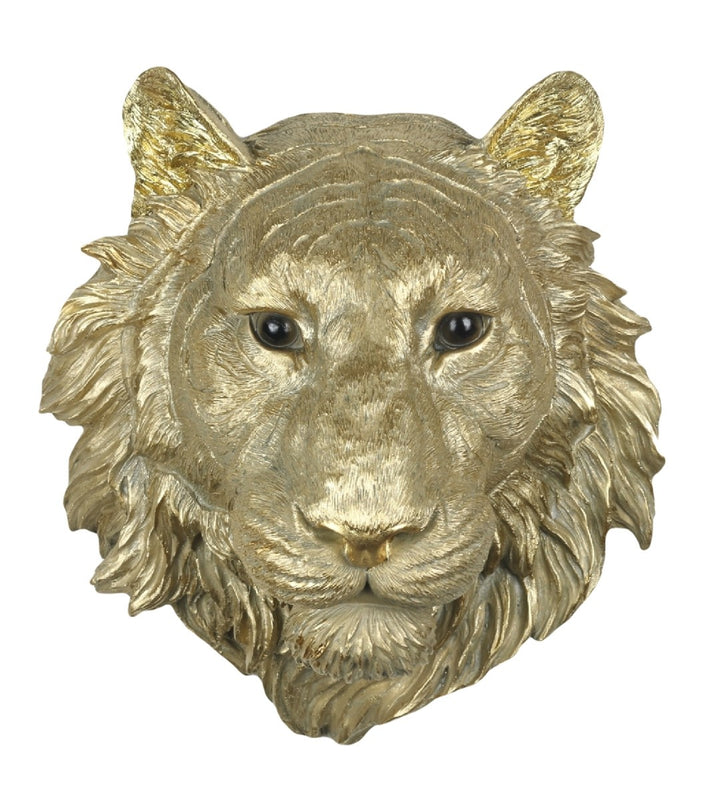 Gold Wolf & Tiger Head Wall Art– Faux Taxidermy Resin Décor | Statement wall Décor Home Accent