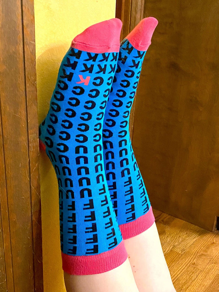 F*** Blue & Pink-funny novelty crew socks for women size 5-10