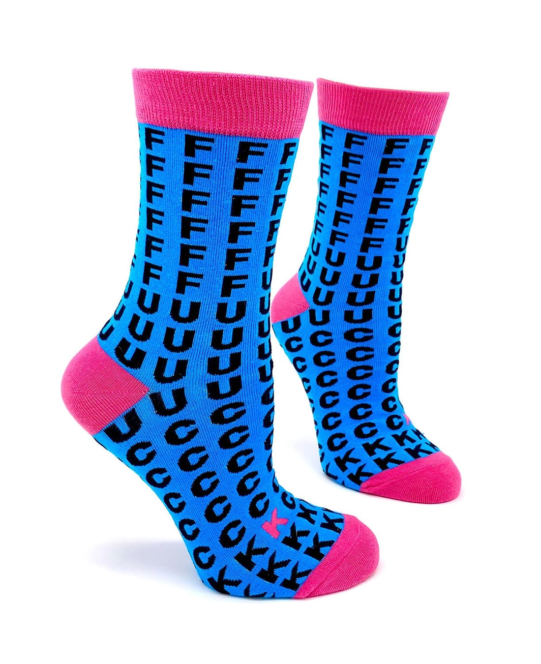 Blue & pink-funny cheeky novelty crew socks for women size 5-10 rude/humuor