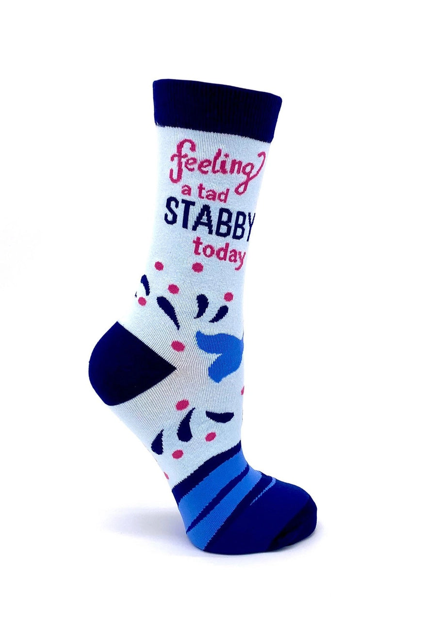 Blue & pink-funny cheeky novelty crew socks for women size 5-10 rude/humuor