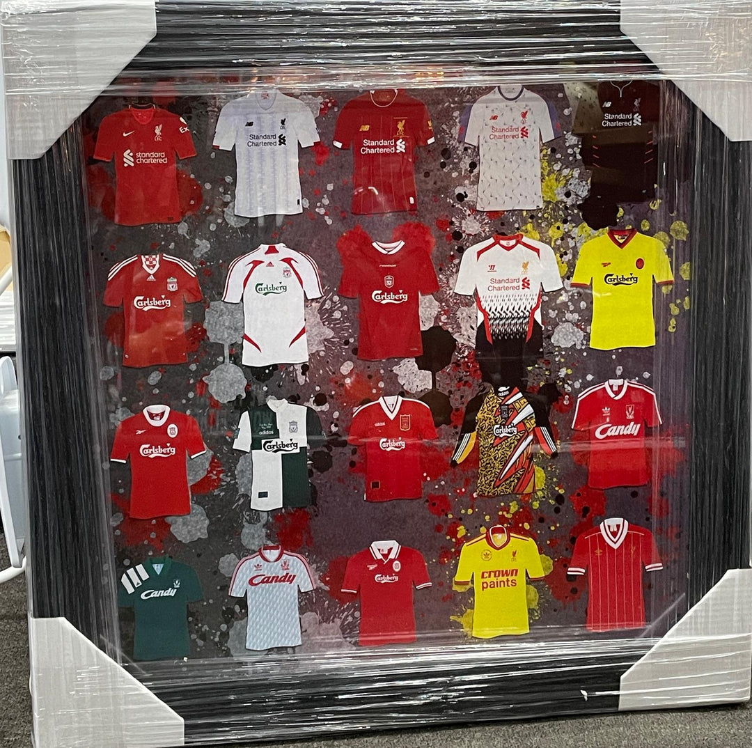Black frame Liverpool FC Team miniature T-shirts stripe wall art pictures with fitment