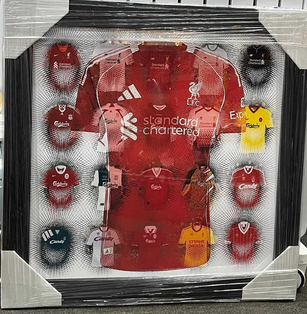 Black frame Liverpool FC Team miniature T-shirts stripe wall art pictures with fitment