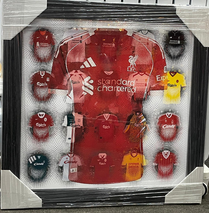 Black frame Liverpool FC Team miniature T-shirts stripe wall art pictures with fitment