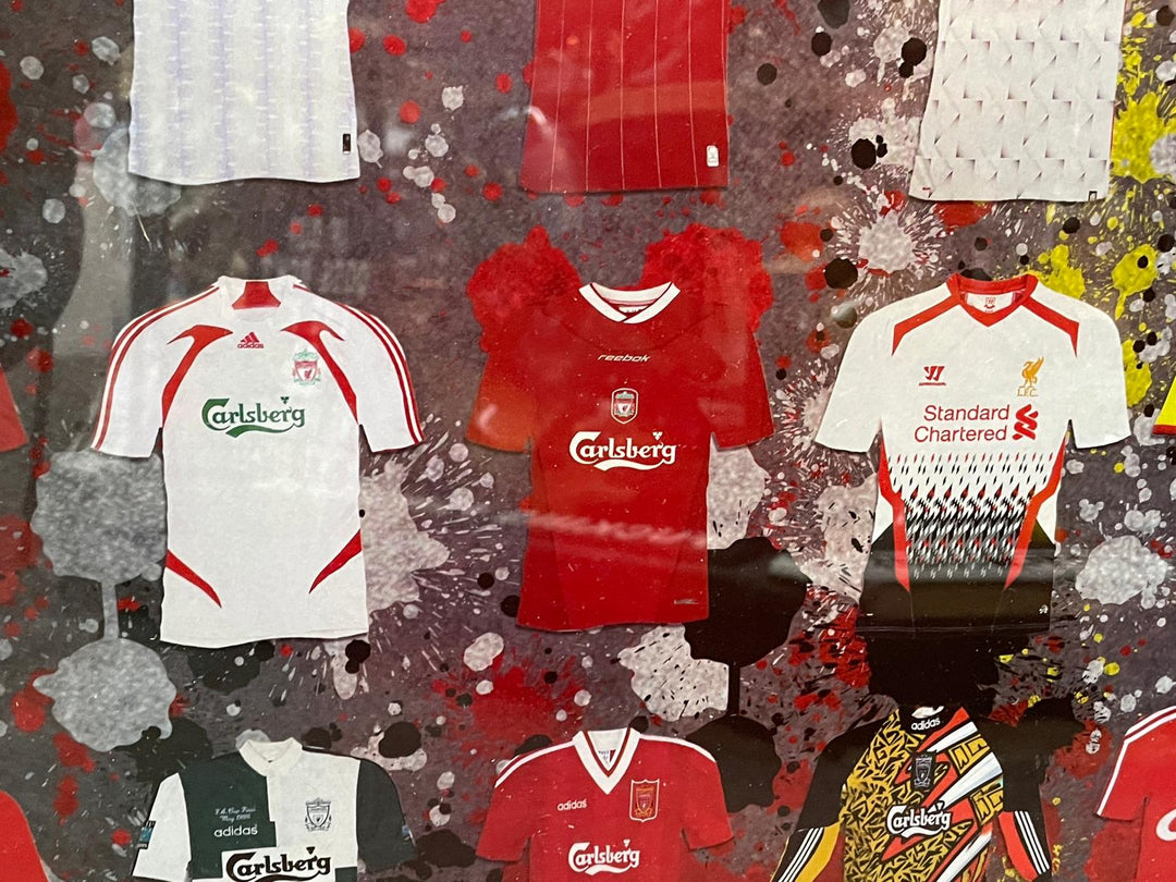 Black frame Liverpool FC Team miniature T-shirts stripe wall art pictures with fitment
