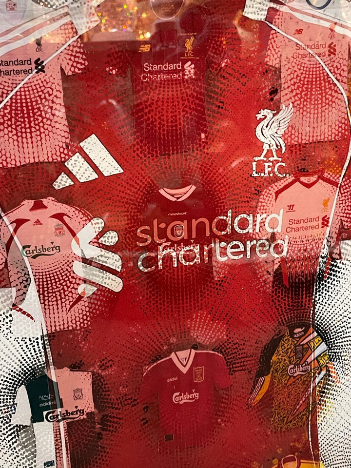 Black frame Liverpool FC Team miniature T-shirts stripe wall art pictures with fitment