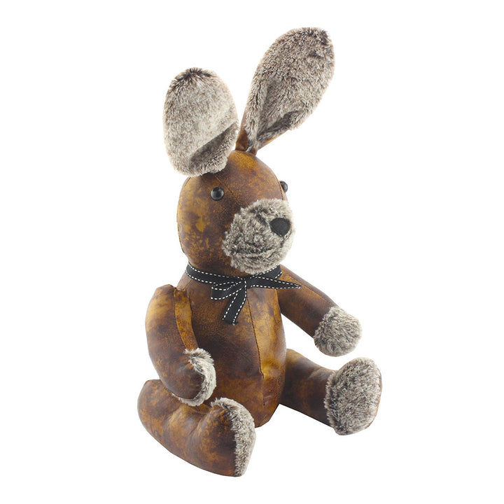 Dog, Rabbit & Sheep Faux Leather Animal Door Stopper – Brown Decorative Weighted Doorstop Home Décor
