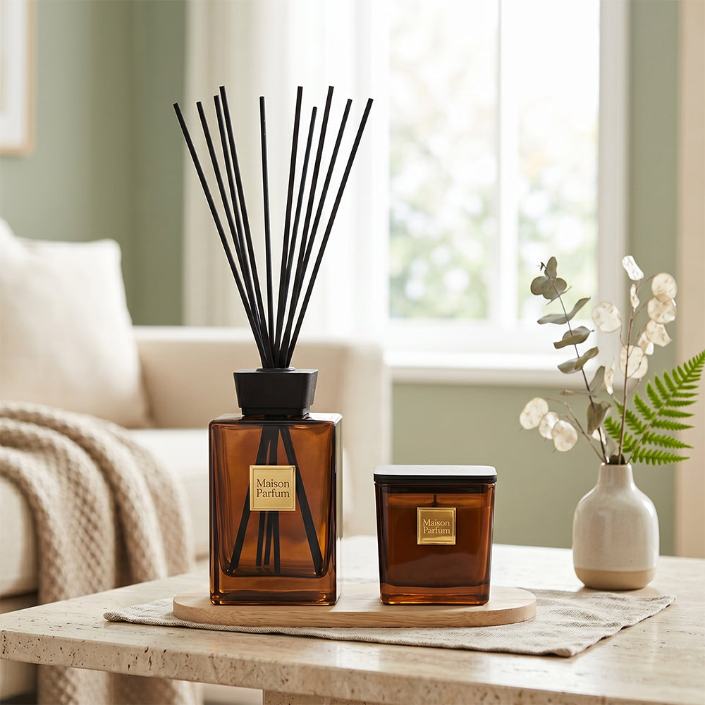 500ml Reed Diffuser & 200g Ombre Nomad Scented Candle Gift Set for Him – Luxury Home Fragrance Gift Box