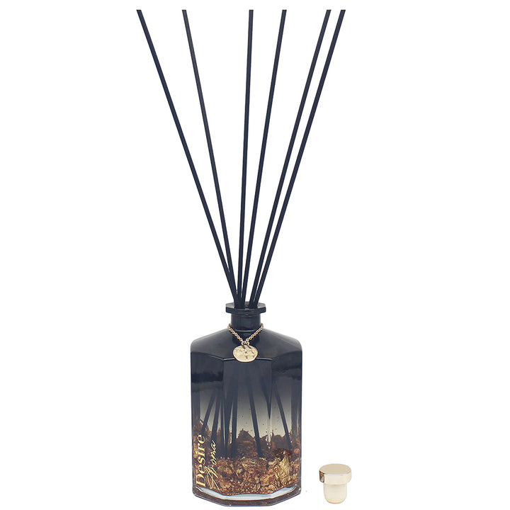 1L & 500ML Desire Aroma Luxury Reed Diffuser– Gold Charm & Flakes Two-Tone Bottle Midas 500ML-1000ML