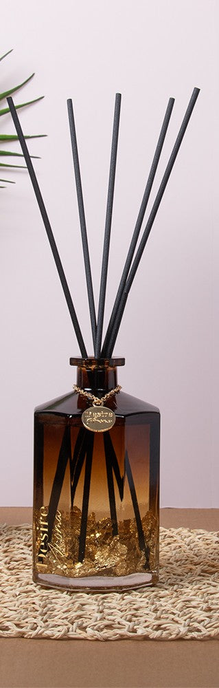1L & 500ML Desire Aroma Luxury Reed Diffuser– Gold Charm & Flakes Two-Tone Bottle Midas 500ML-1000ML
