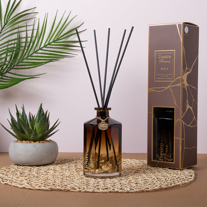 1L & 500ML Desire Aroma Luxury Reed Diffuser– Gold Charm & Flakes Two-Tone Bottle Midas 500ML-1000ML