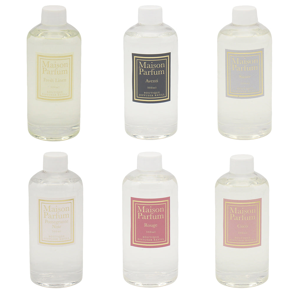 Set of 2 Reed Diffuser Refills 300ml – Inspired by Pomegranate Noir, Coco, Rouge, Aventi, Fresh Linen & Sauve