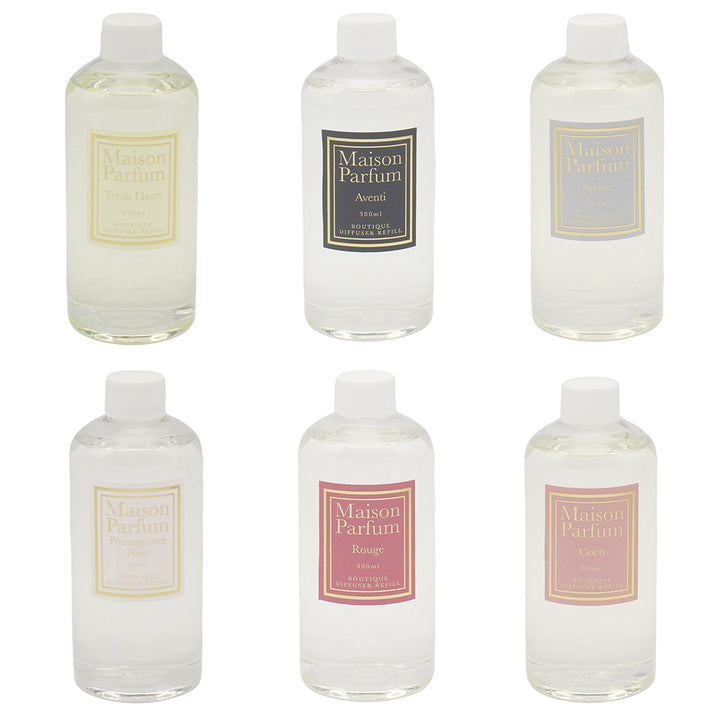 Set of 2 Reed Diffuser Refills 300ml – Inspired by Pomegranate Noir, Coco, Rouge, Aventi, Fresh Linen & Sauve