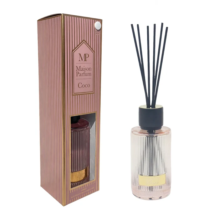 500ml Luxury Reed Diffusers in Ribbed Glass Bottle with Black Lid & Fragrance Reeds