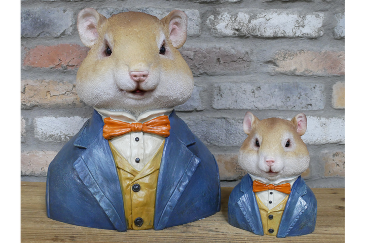 Mouse Bust Resin Ornament in Suit, Quirky Animal Home Décor Figurine