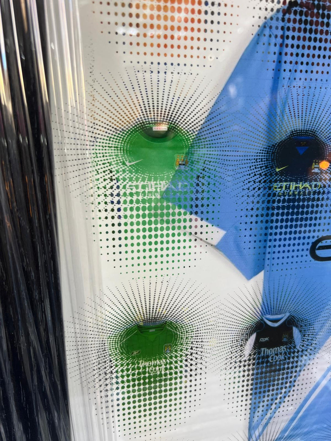 Black Framed Wall Art Manchester City FC football club picture miniature strips