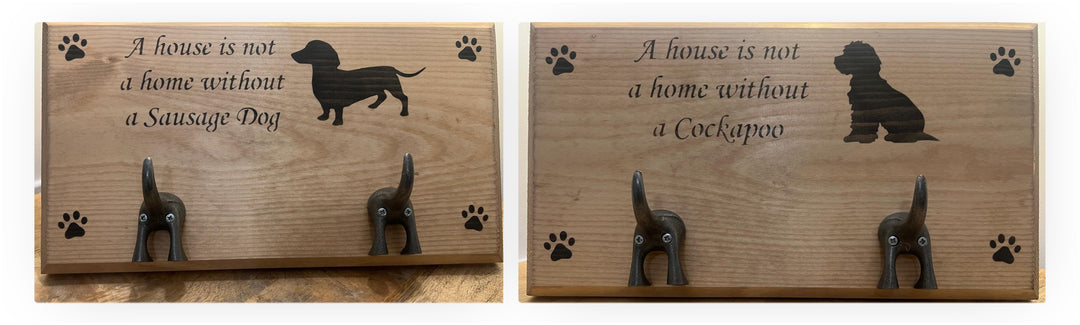 Quirky Wooden Dog Breed Leash Holders – Wall Hooks for Pet Lovers & Paw-rents