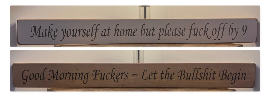 Quirky & Funny Wooden Signs Jute Rope Rustic Wall Decor in Natural Wood or White Finish