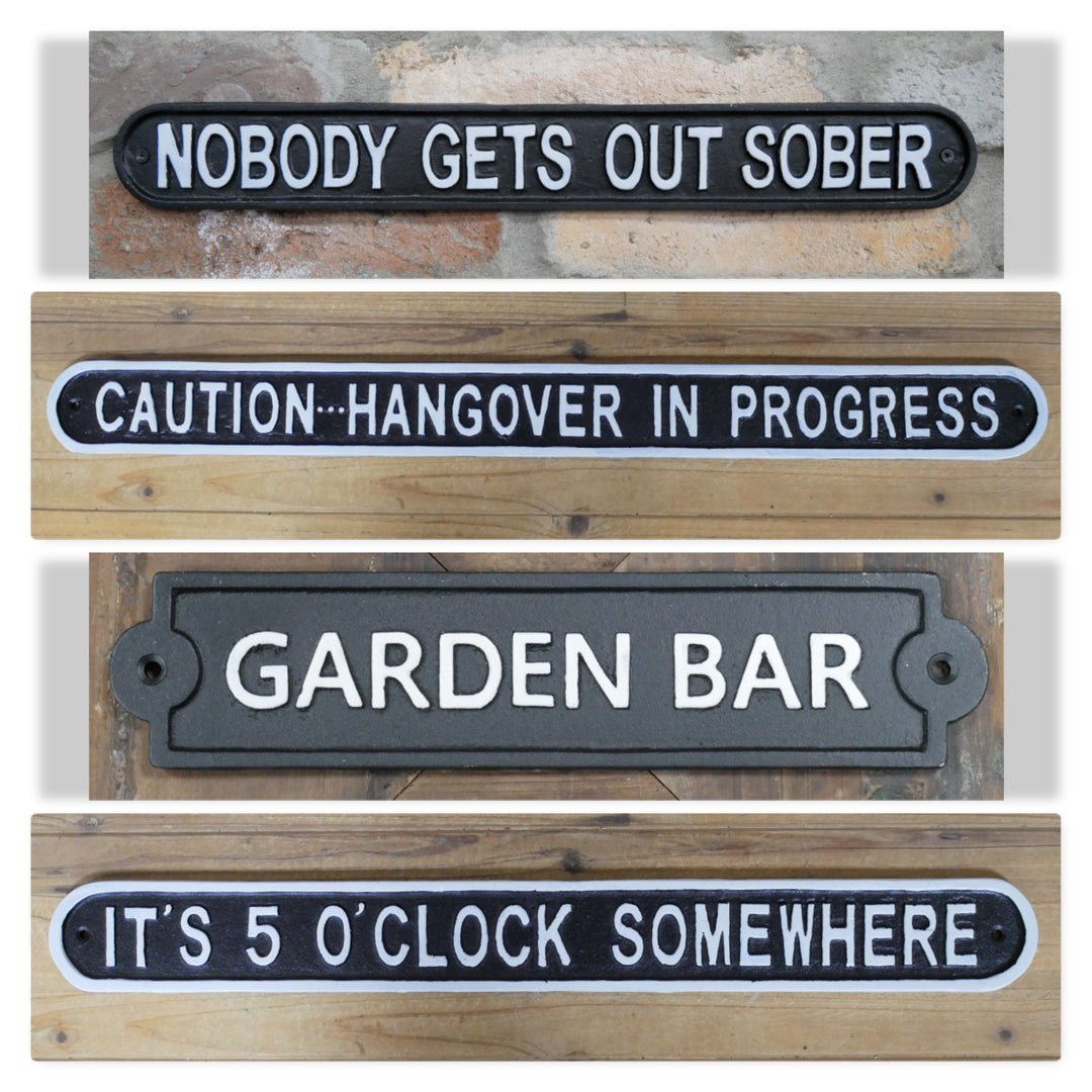 Garden Bar Shed Man Cave Black Cast Iron Wall Sign Décor heavy rustic