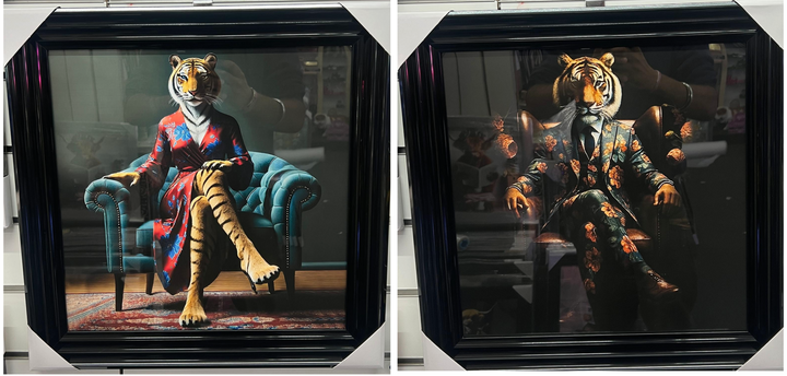 Tiger Green/Tigress Blue Floral Suit Quirky Framed picture