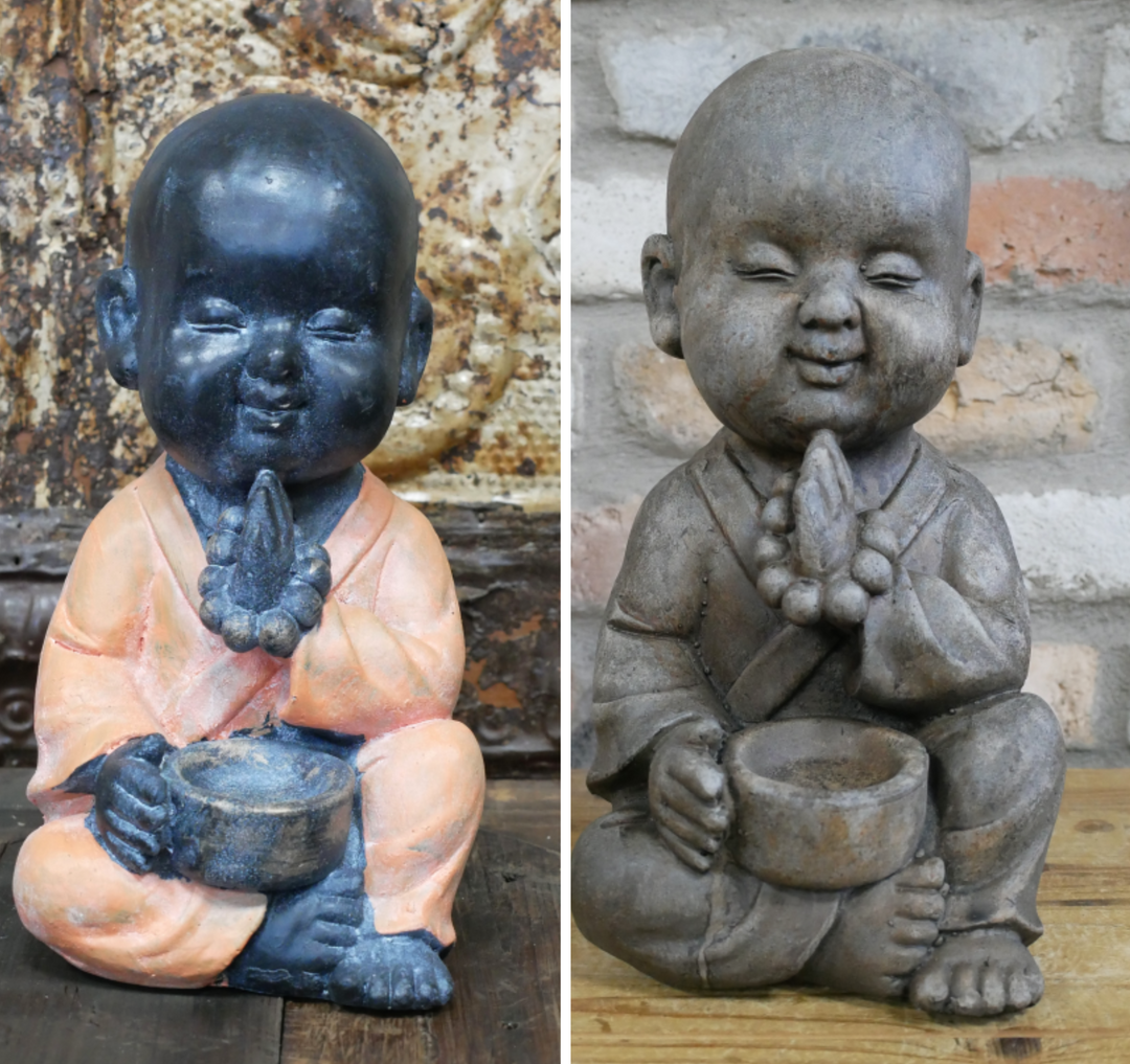 Sitting Small Buddha Tealight Holder Resin–Decorative Candle Holder for Home & Office