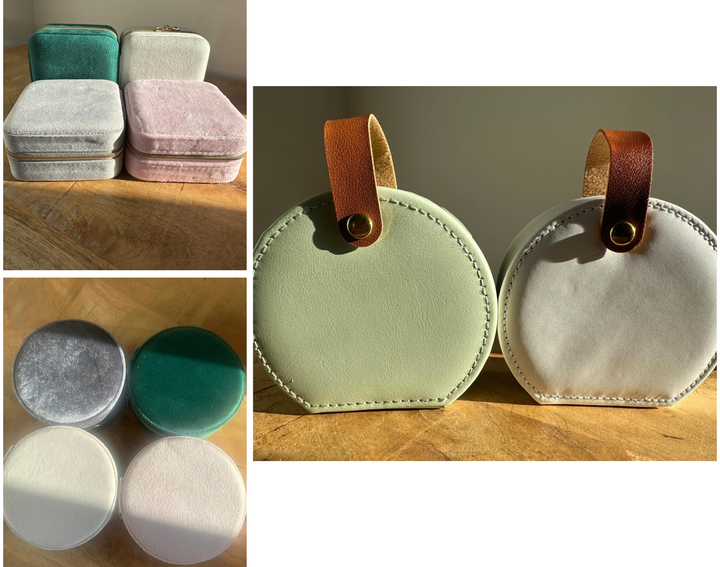 Square or Round Velvet & PU Jewellery Case – Travel Jewelry Organizer Box for Women, Elegant Gift Idea for Girls