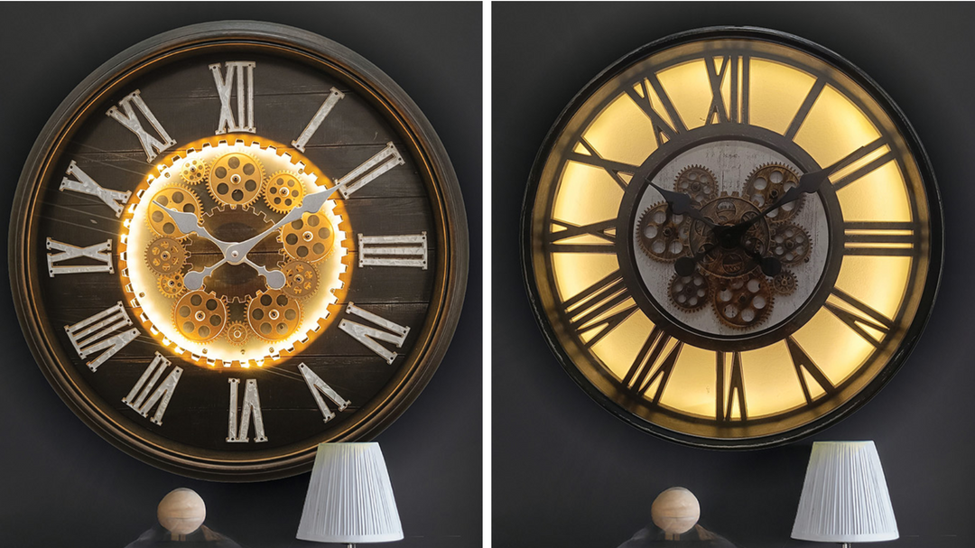 Bronze & Black LED Luxury Cog Clock Light Up Wall Decor for Home