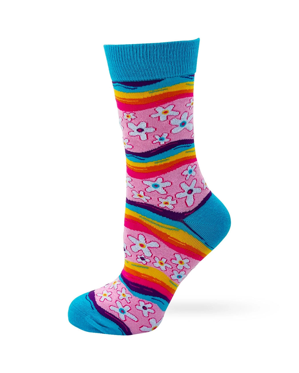 Pink, purple & blue floral funny cheeky novelty crew socks for women size 5-10