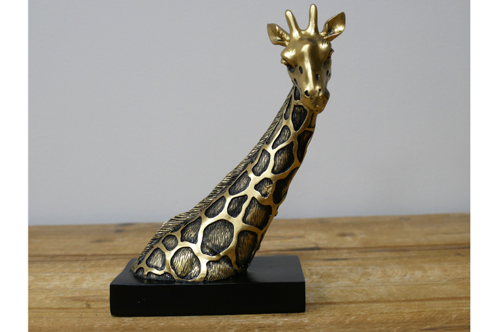 Black & Gold Giraffe Bust Ornaments Statue