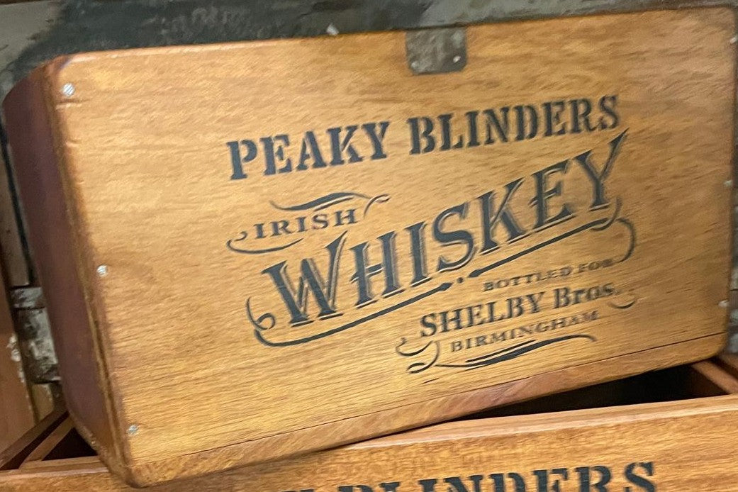 Wooden Whiskey Crates Peaky B. Bottle display Rustic Natural Finish (S/M/L Size)
