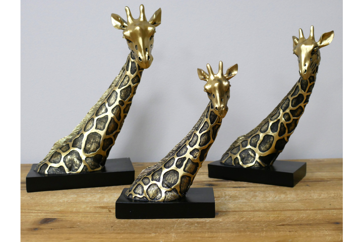 Black & Gold Giraffe Bust Ornaments Statue