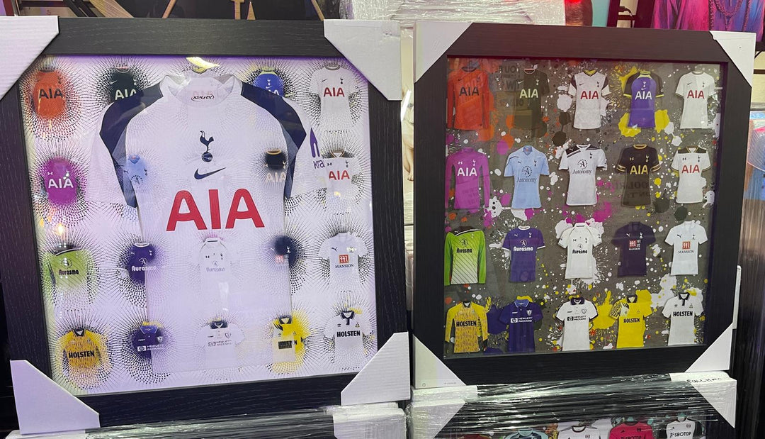 Black frame SPURS FC Team miniature T-shirts stripe wall art picture with fitment