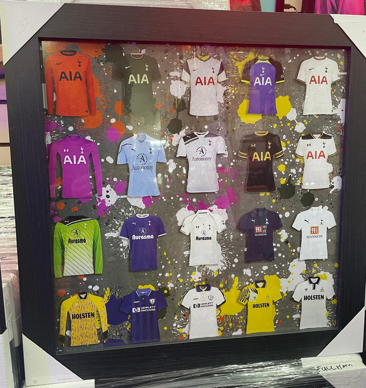 Black frame SPURS FC Team miniature T-shirts stripe wall art picture with fitment