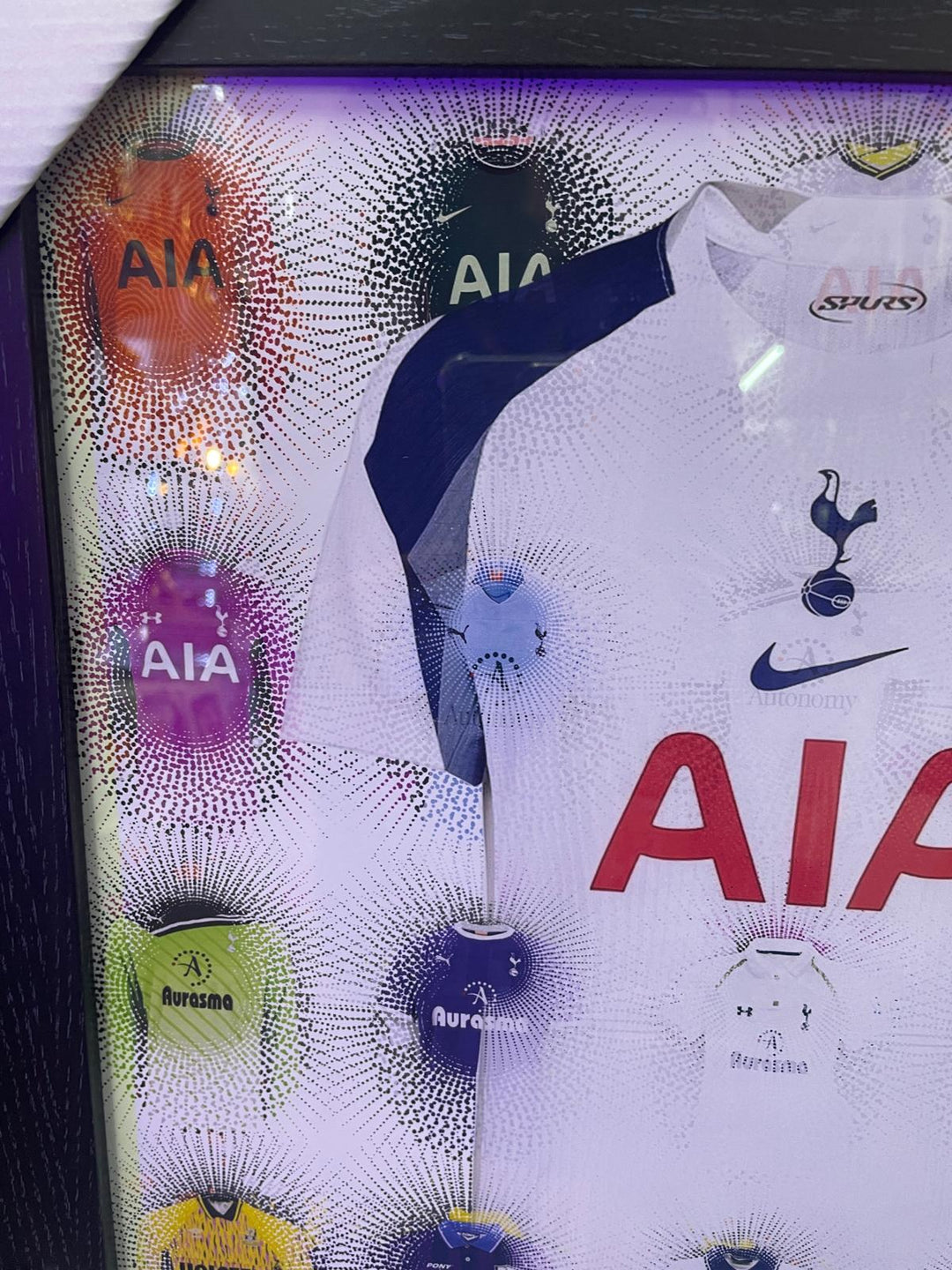 Black frame SPURS FC Team miniature T-shirts stripe wall art picture with fitment