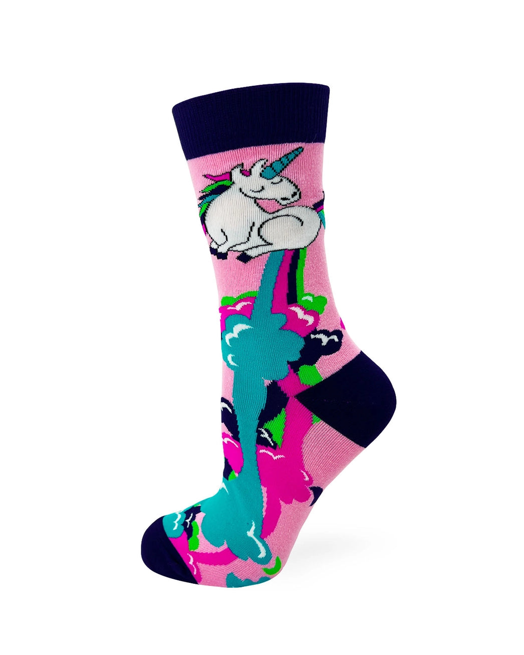 Pink, purple & blue floral funny cheeky novelty crew socks for women size 5-10