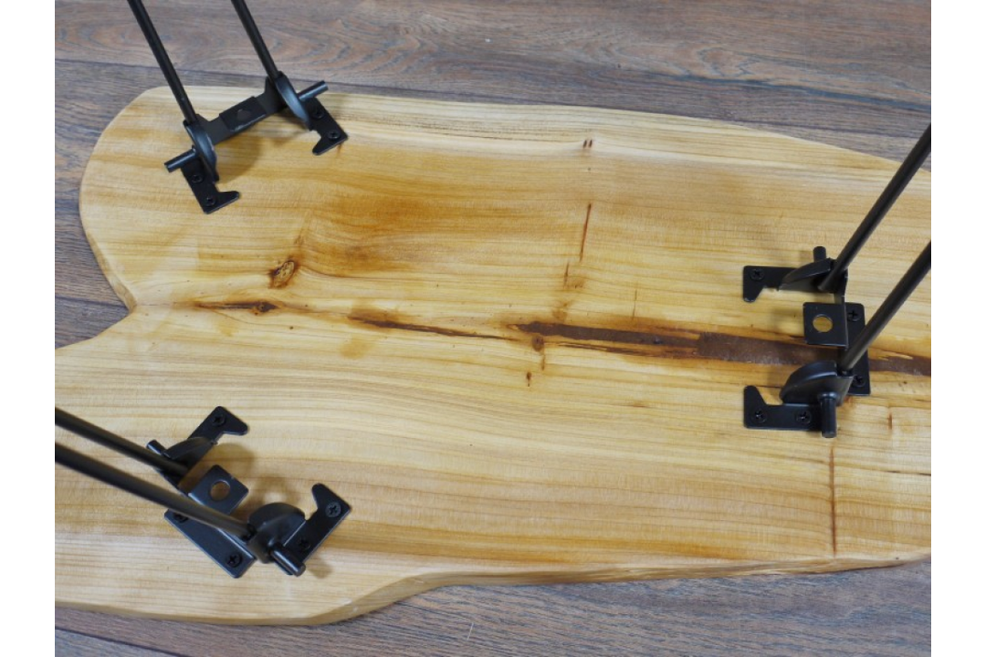 Wooden Top Side Table with Iron Base & Foldable Legs Accent compact Table