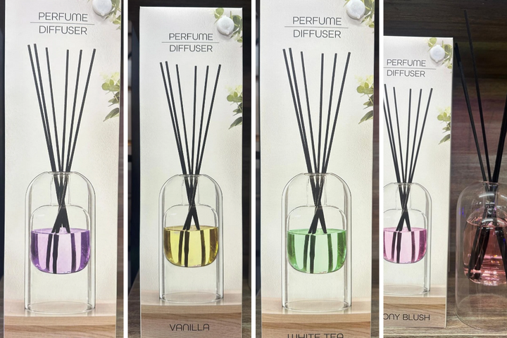 Luxury Double Clear Glass Reed Diffuser – Elegant Home Fragrance in Hydrangea, White Tea, Peony Blush & Vanilla