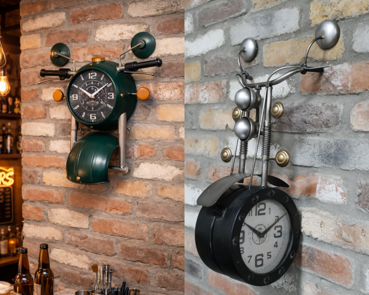 Motorbike Decorative Clock | Retro Motorcycle Style Wall & Table Timepiece