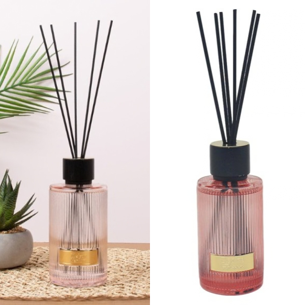 500ml Luxury Reed Diffusers in Ribbed Glass Bottle with Black Lid & Fragrance Reeds