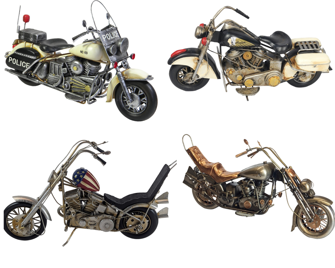 Classic & Vintage Motorcycle Models – Polished Metal & Retro Sculptures