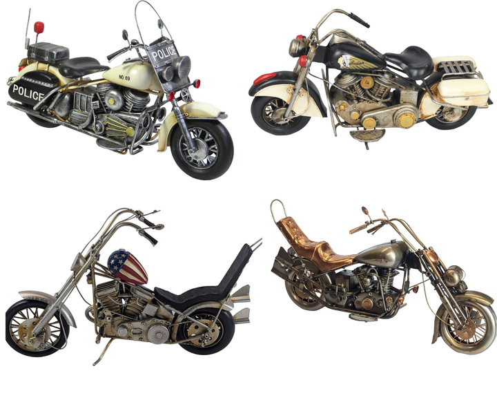 Classic & Vintage Motorcycle Models – Polished Metal & Retro Sculptures