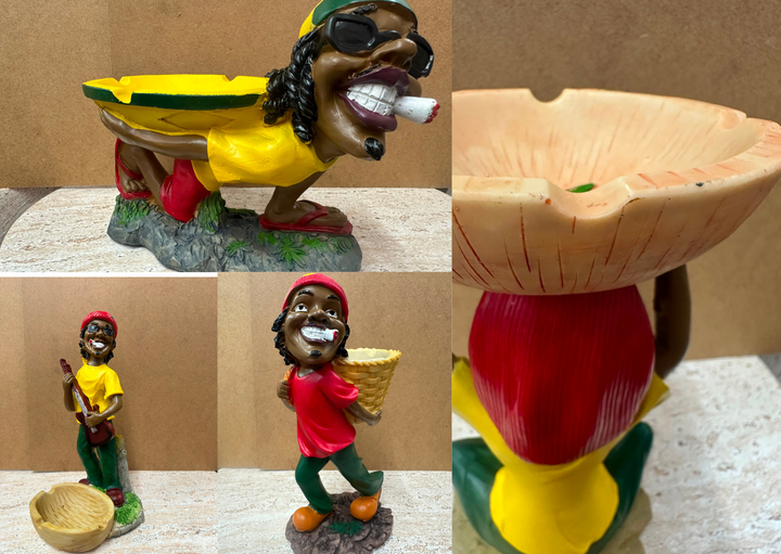 Rasta Man with Basket Ornament | Hand-Painted Resin Caribbean Home Décor Figurine