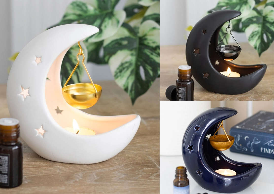 Crescent Moon Hanging Oil Burner – Celestial Decorative Fragrance Diffuser for Home Ambience & Relaxation