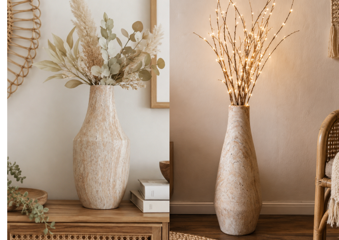 Premium Decorative Glass Vase – Modern Elegant Flower Vase for Home Décor | Available in Medium & Tall Sizes