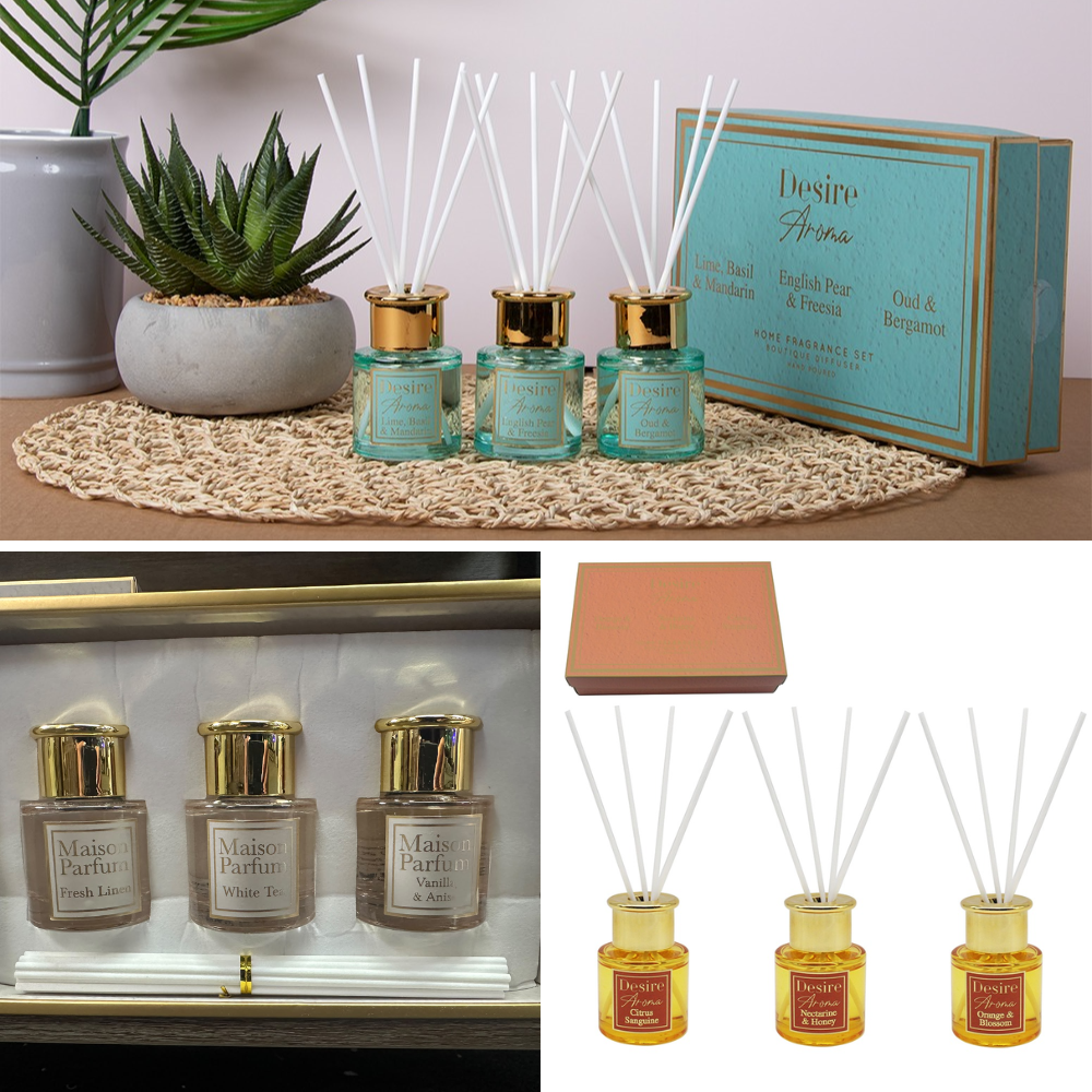 Set of 3 x 50ml Reed Diffusers – Luxury Home Fragrance Gift Set