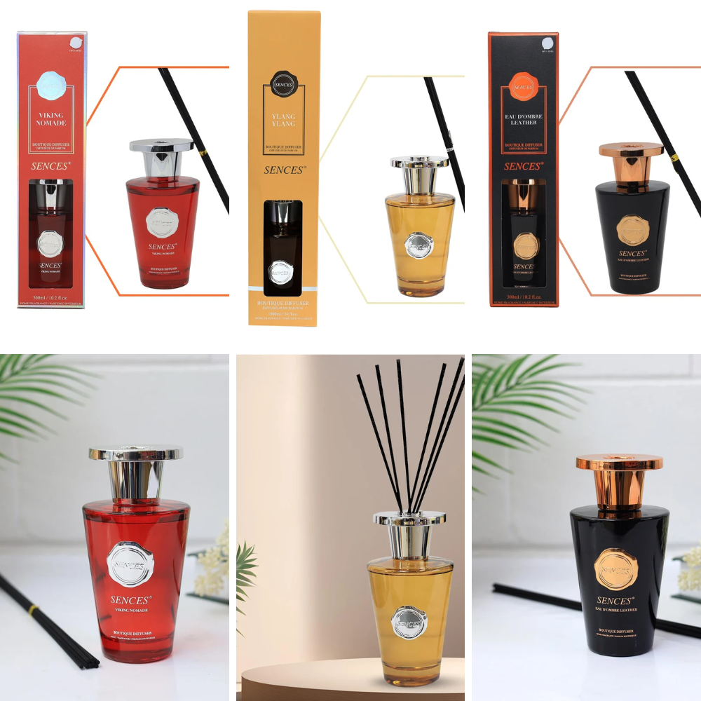 300ml Reed Diffuser – Luxury Home Fragrance in Viking Nomade, Eau D’Ombre Leather & Ylang Ylang