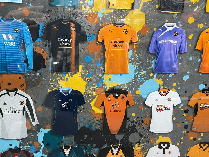 Black Framed Wall Art WOLVERHAMPTON FC football club picture miniature strips